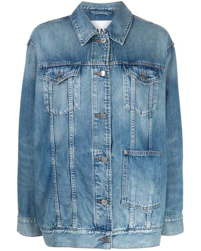 Ganni Organic-cotton Blend Denim Jacket - Blue