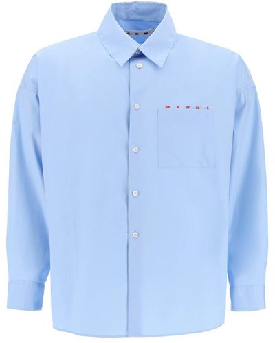 Marni Boxy Shirt With Italian Collar - Blue
