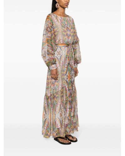 Etro Multicolour Paisley-print Silk Maxi Dress - Natural
