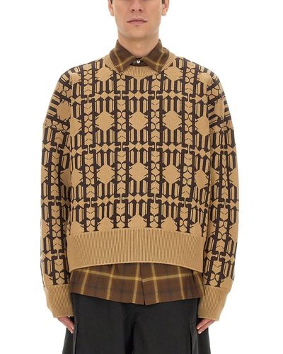 Palm Angels Jacquard Sweater - Natural