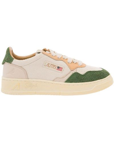 Autry Low Top Sneakers With Logo Patch And Staple Signature - Natural