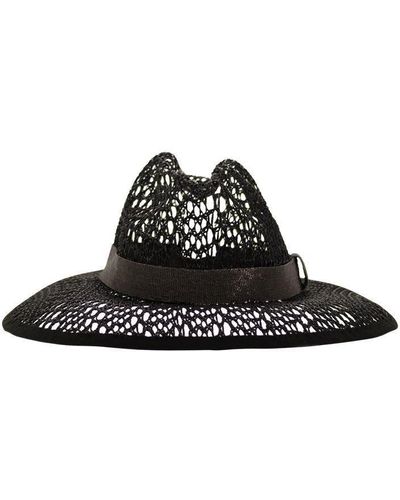 Brunello Cucinelli Straw Hat With Precious Band - Black