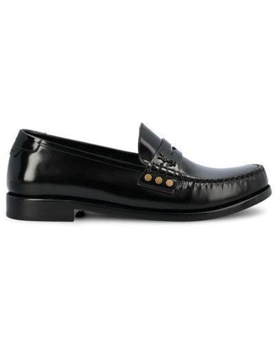 Saint Laurent Smooth Leather Loafers - Black