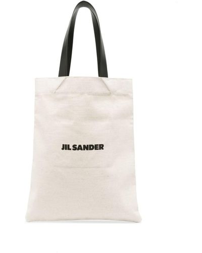 Jil Sander Book Tote Linen Shopping Bag - Natural