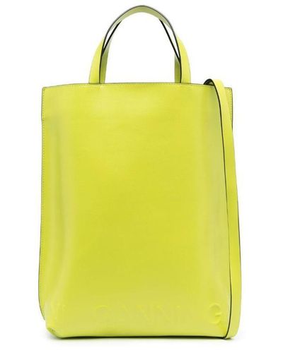 Ganni Medium Banner Tote Bag - Yellow