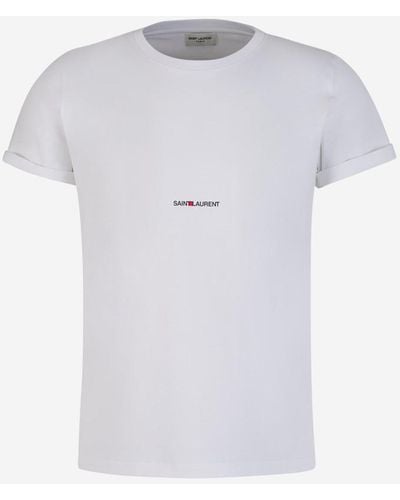 Saint Laurent Cotton Logo T-Shirt - White
