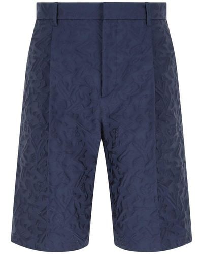 Fendi Pattern Print Tailored Shorts - Blue