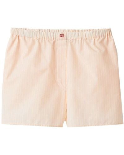 Miu Miu Striped Cotton Pajama Boxers - Natural