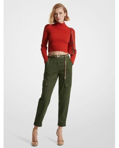 Michael Kors Stretch Organic Cotton Cargo Pants - Red