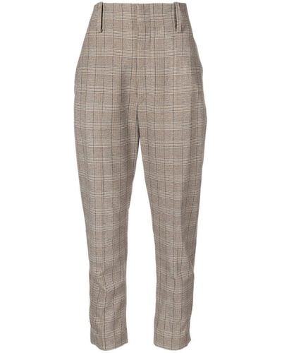 Isabel Marant Check-print Tapered Trousers - Grey