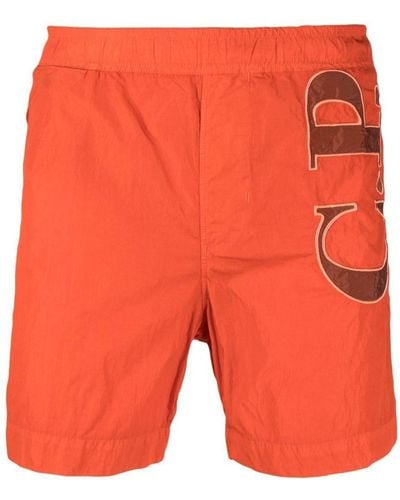 C.P. Company Elasticated-waist Logo-print Shorts - Orange