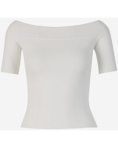 Alexander McQueen Ribbed Knit Top - White