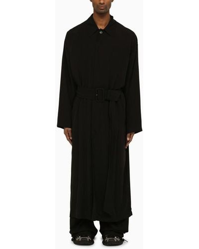 Balenciaga Black Single Breasted Belted Coat