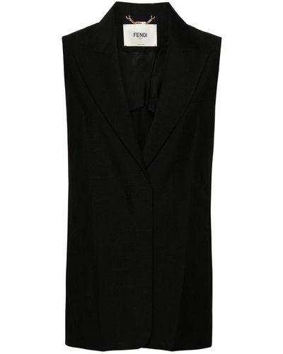 Fendi Wool Single-Breasted Vest - Black