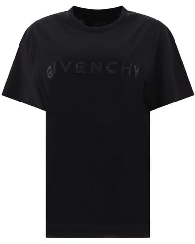 Givenchy T-shirt In Cotton With Rhinestones - Black