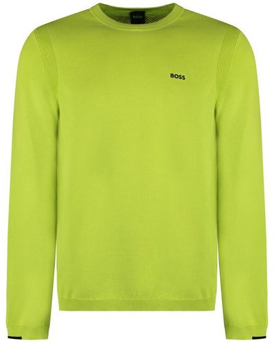 BOSS Cotton Crew-Neck Sweater - Green
