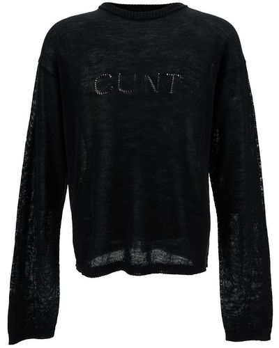 Rick Owens Long Sleeve Top With Cunt Writing - Black