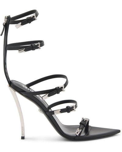 Versace Leather Pin Point Sandals - Metallic
