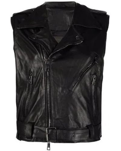 Giorgio Brato Long Leather Vest - Black