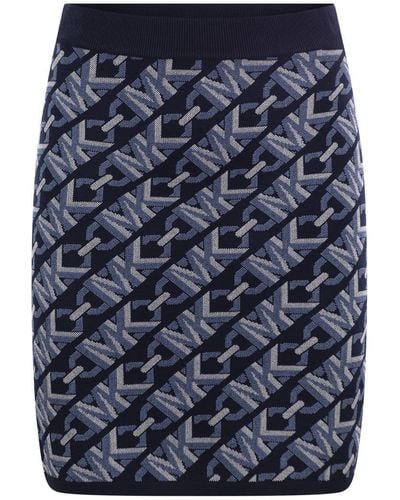 Michael Kors Jacquard Logo Miniskirt - Blue