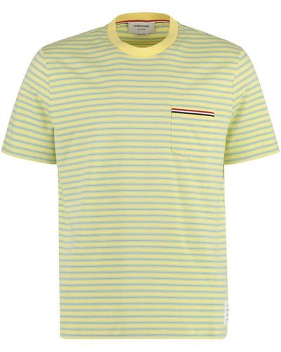Thom Browne Striped Cotton T-shirt - Yellow