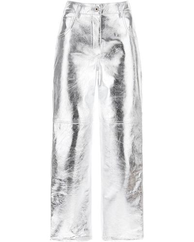 Interior Sterling Trousers In Laminated Leather - White