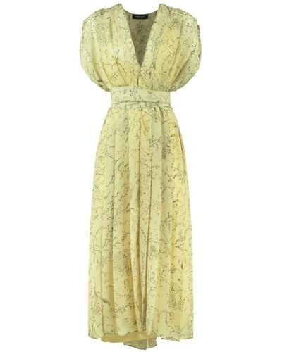 Fabiana Filippi Dress In Printed Georgette Pistachio - Yellow