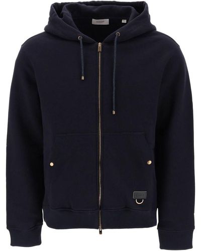 Agnona Cotton And Cashmere Hoodie - Blue