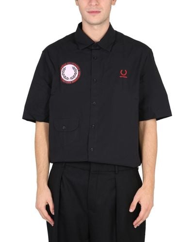 Fred Perry Shirt With Patch - Black