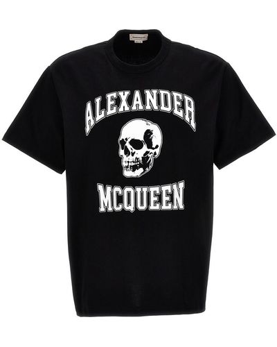 Alexander McQueen Logo Printed Cotton T Shirt - Black