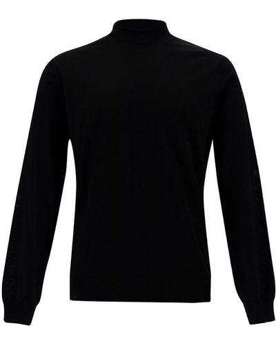 Plain Turtleneck With Long Sleeves - Black