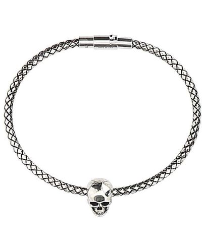 Alexander McQueen Skull Charm Cord Bracelet - Metallic