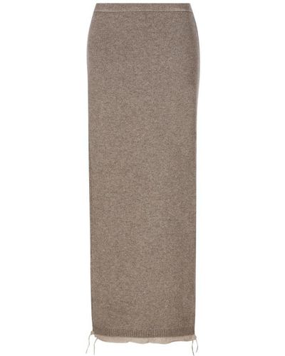 Fendi Knitted Long Skirt - Brown