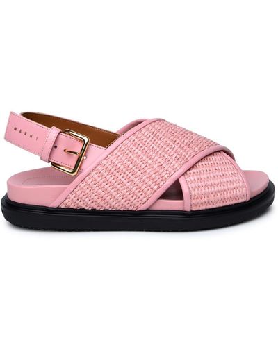 Marni Pink Leather Blend Sandals