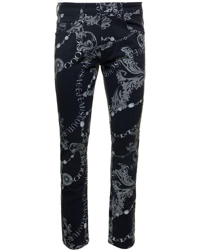 Versace Jeans Couture Chain Couture Printed Skinny Jeans - Blue