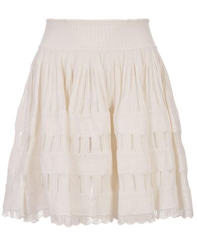 Alaïa Ivory Shiny Crinoline Mini Skirt - White