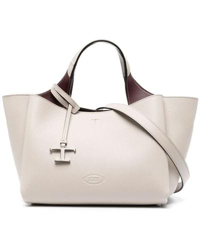 Tod's Logo-plaque Leather Tote Bag - White