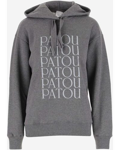 Patou Logo Cotton Hoodie - Grey