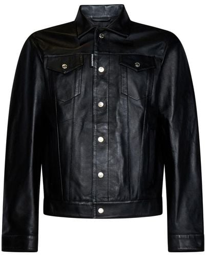 DSquared² Leather Dan Jean Jacket - Black