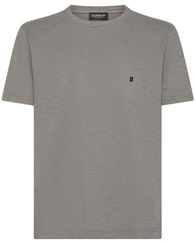 Dondup Cotton T-Shirt With Embroidered Front Logo - Grey