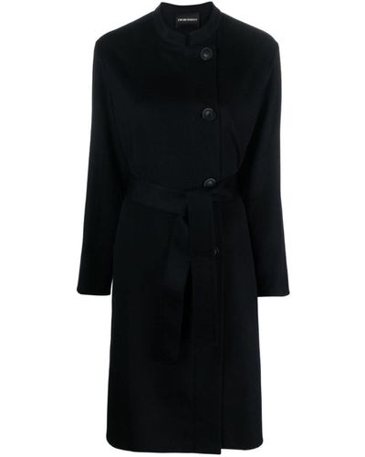 Emporio Armani Wool And Cashmere Blend Coat - Black