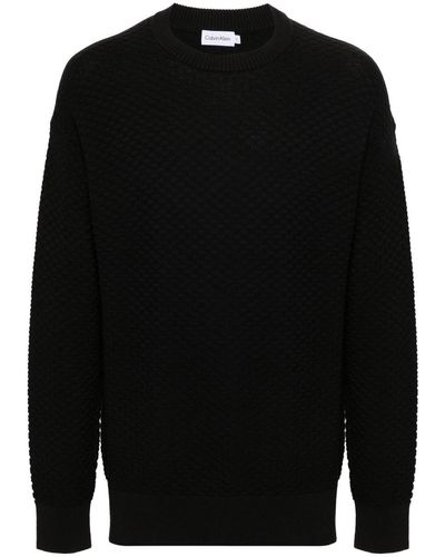 Calvin Klein Texture Crew Neck Sweater - Black