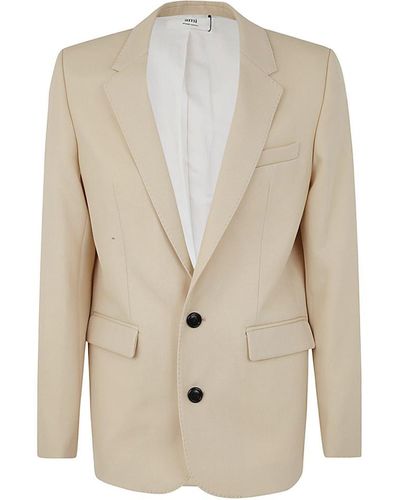 Ami Paris Wool Two-button Jacket - Natural