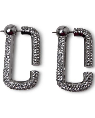 Marc Jacobs Silver Plated Brass Pavé Earrings - White