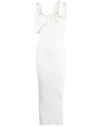The Attico Ribbed Jersey Midi Dress - Runway - White