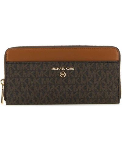 Michael Kors Continental Wallet With Printed Canvas - Brown