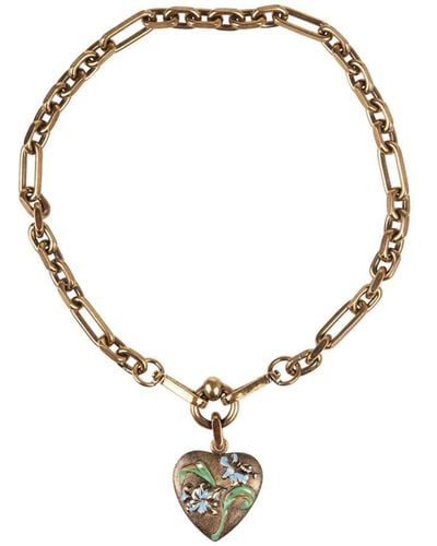Etro Heart With Lilies Necklace - Metallic