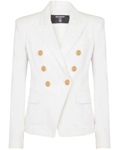 Balmain 6-button Denim Jacket - White