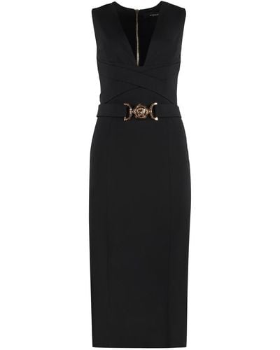 Versace Crepe Midi Dress - Black