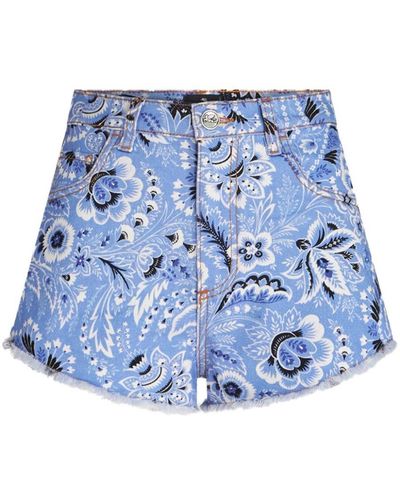 Etro Shorts With Print - Blue